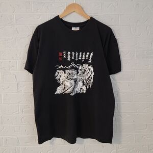 vintage black great wall china t-shirt souvenir cotton 80s classic XL XXL